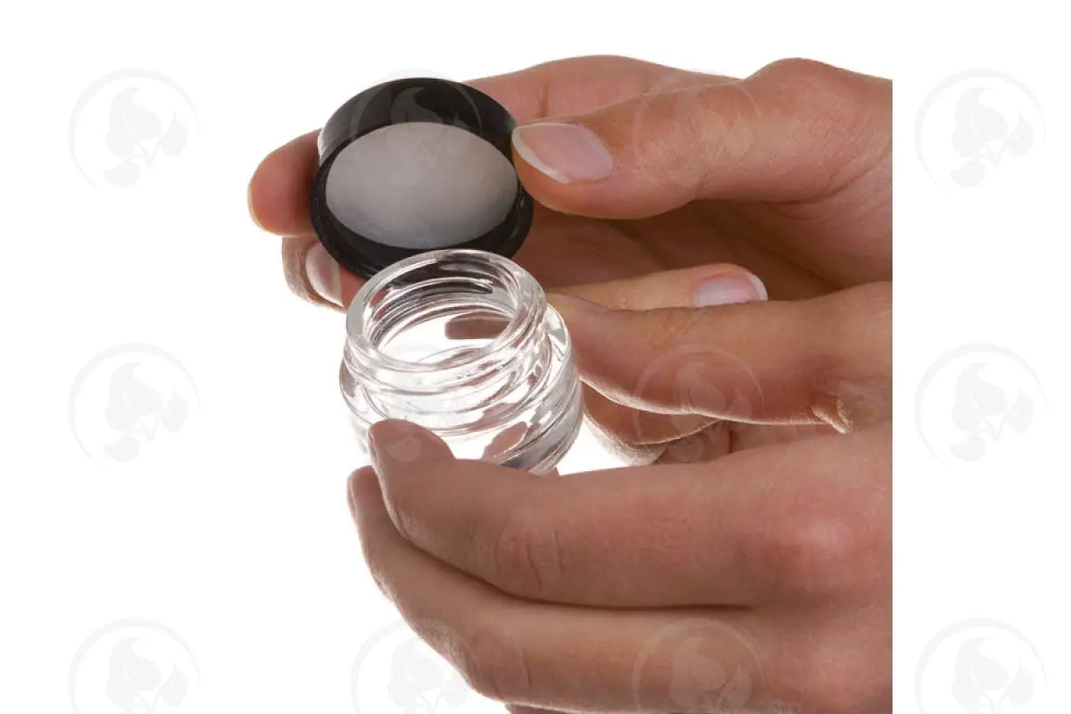 1/4 Oz. Glass Salve Jar: Clear With Black Lid