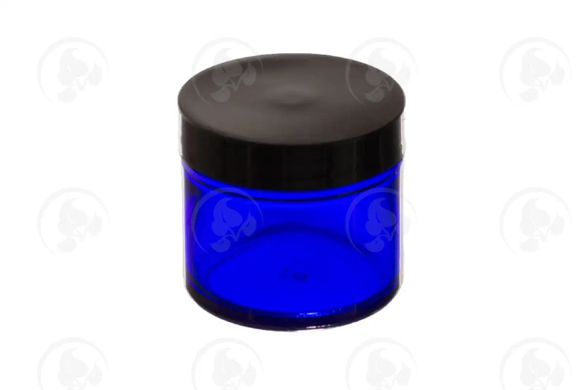 2 Oz. Glass Salve Jar: Blue With Black Lid