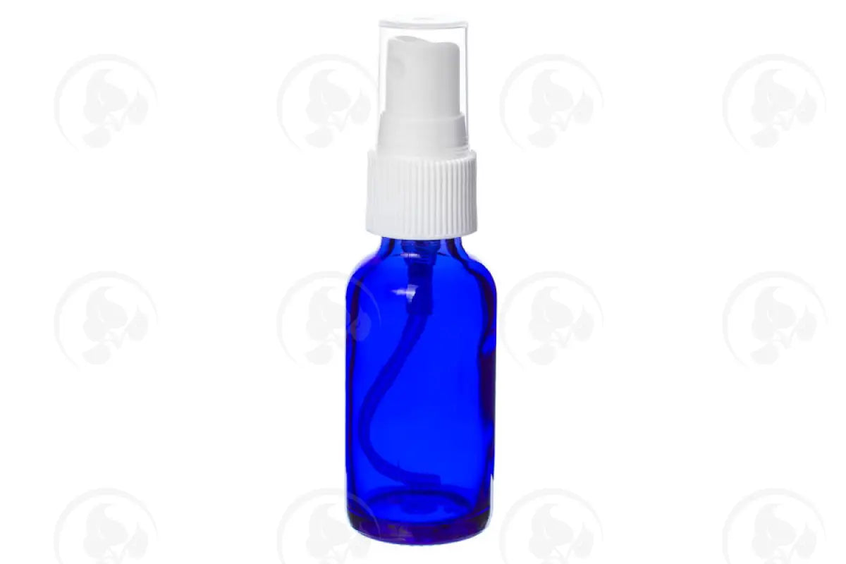 1 Oz. Bottle: Blue Glass With Misting Spray Top (6 Count) Black