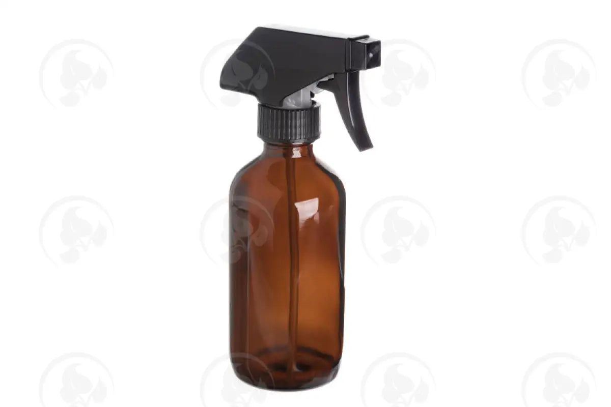 8 Oz. Bottle: Amber Glass With Black Trigger Sprayer