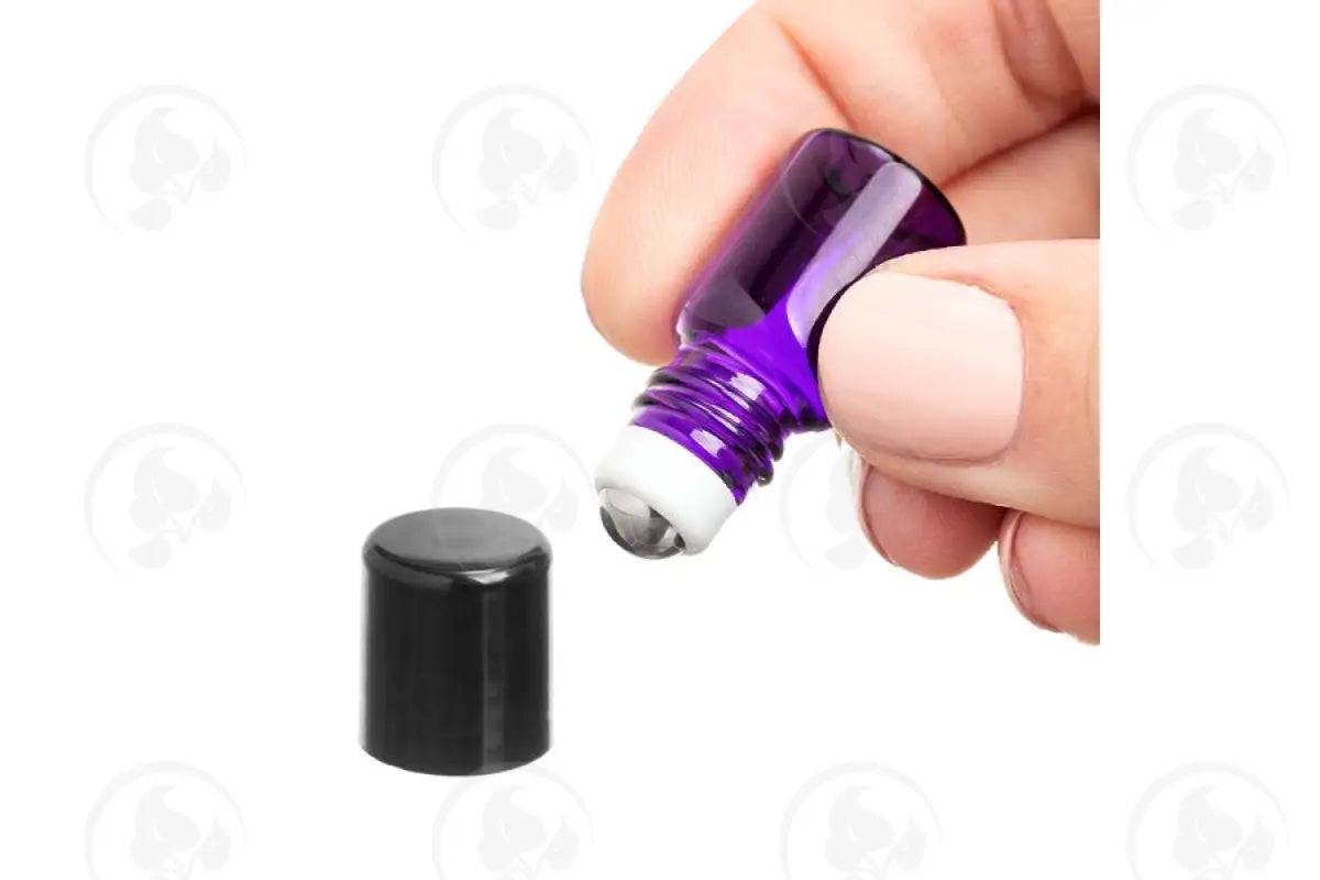 2 Ml Roll-On Vial: Purple Glass With Metal Roller And Black Cap (144 Count)