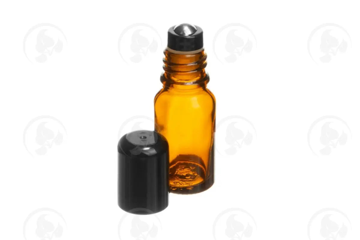 10 Ml Vial: Amber Glass With Metal Roller And Black Cap (6 Count)