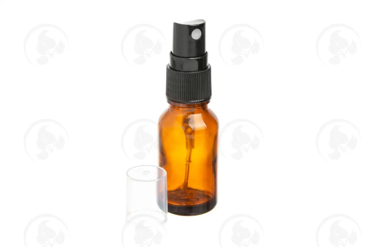 15 Ml Bottle: Amber Glass With Misting Spray Top (6 Count) Black