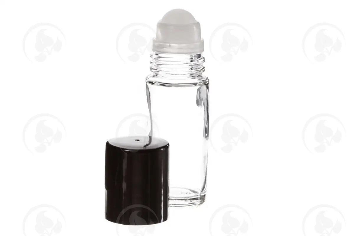 1 Oz. Roll-On Vial: Clear Glass With Black Cap (2 Count)