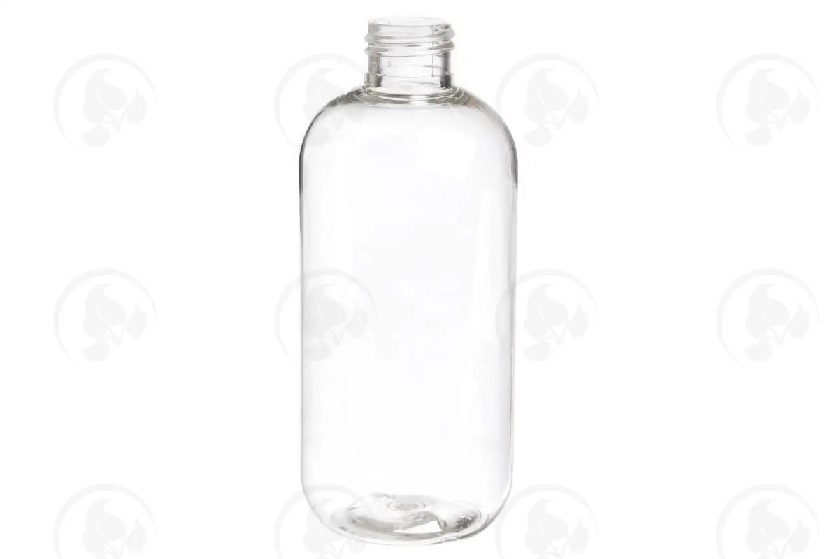 8 Oz. Boston Round Bottle: Clear Plastic 24-410 Neck Size