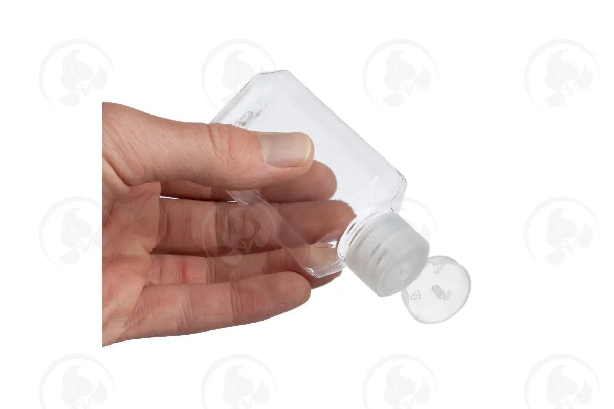 2 Oz. Rectangle Bottle: Clear Plastic With Snap-Top Cap