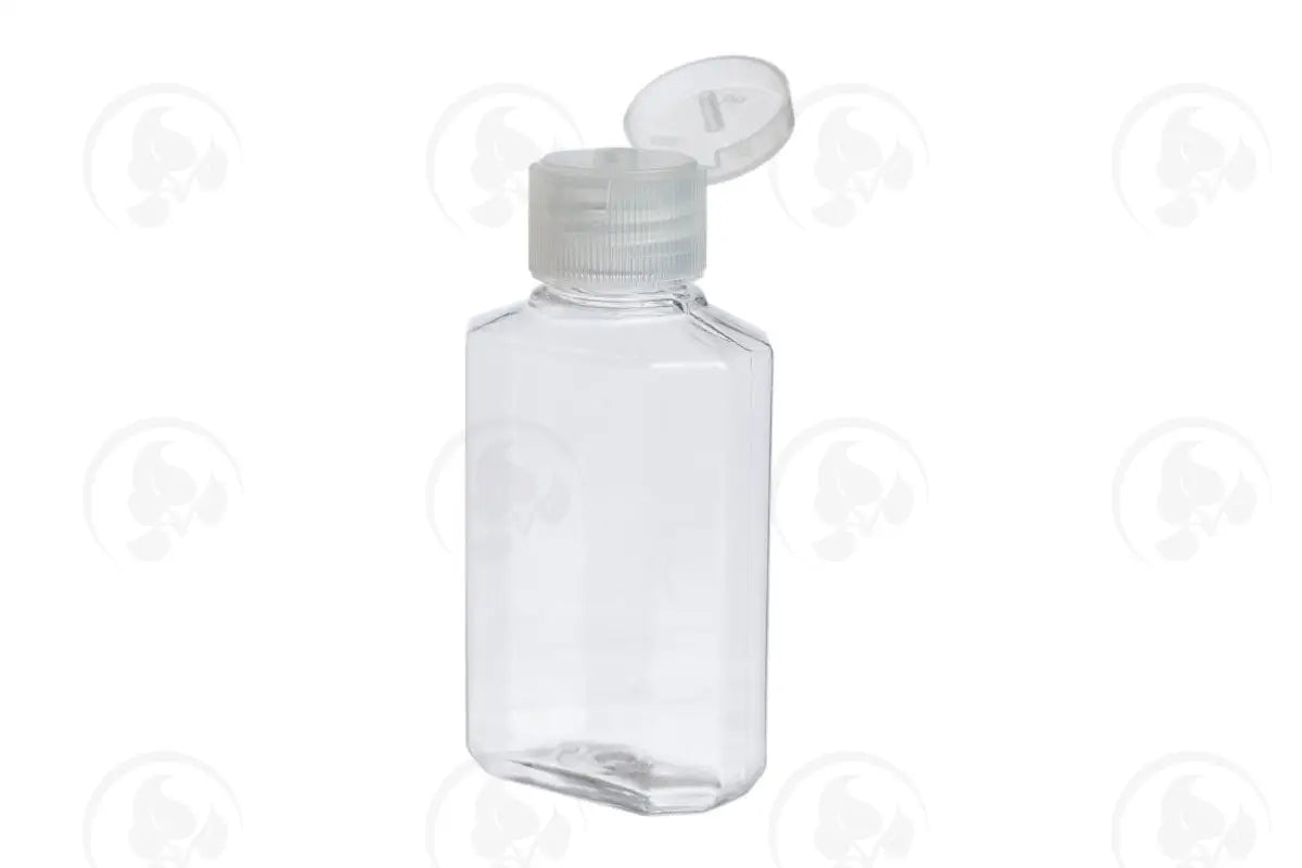 2 Oz. Rectangle Bottle: Clear Plastic With Snap-Top Cap