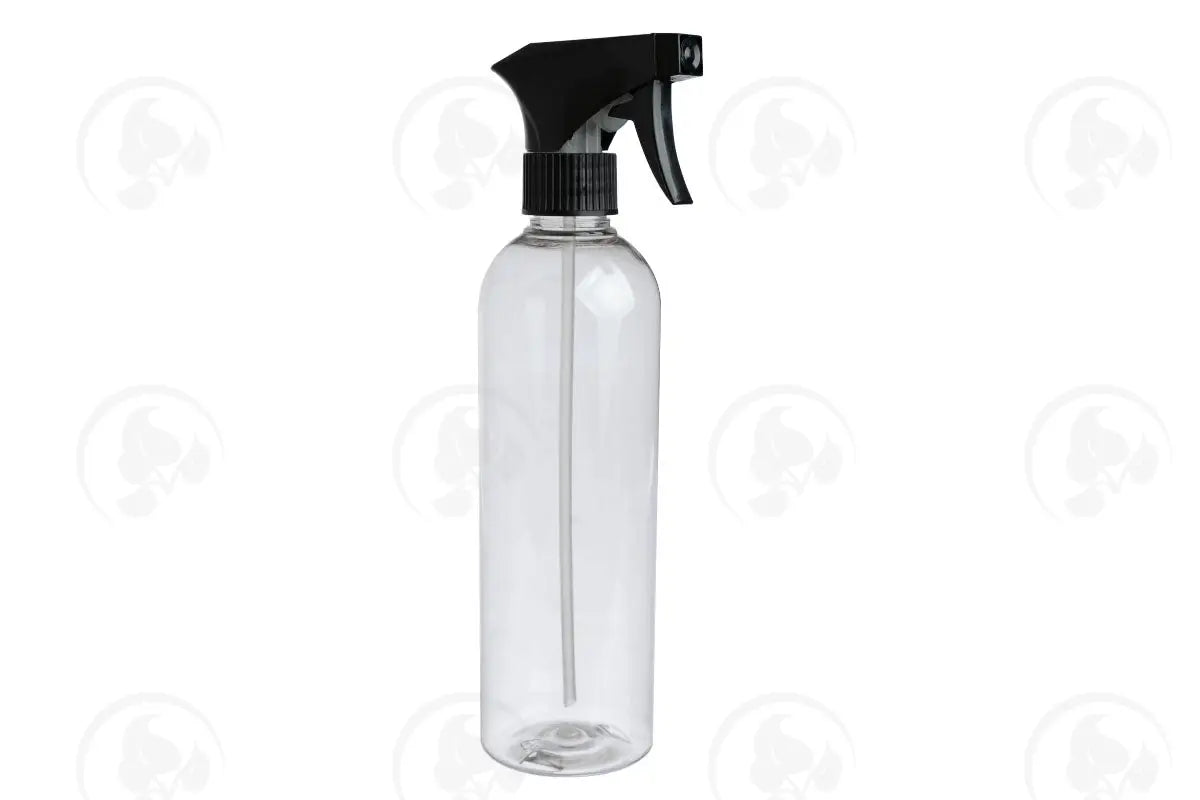 16 Oz. Bottle: Clear Plastic With Black Trigger Sprayer