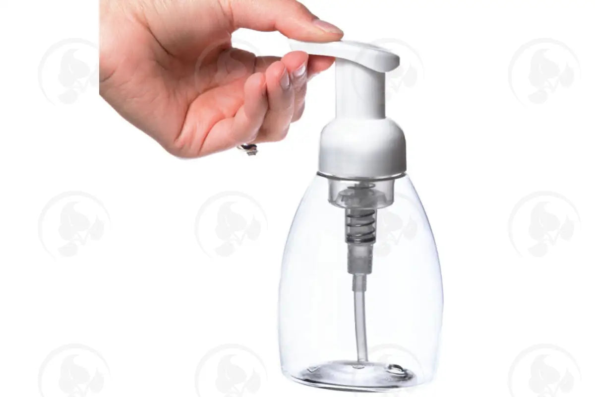 8 Oz. Bottle: Clear Plastic With White Foaming Pump