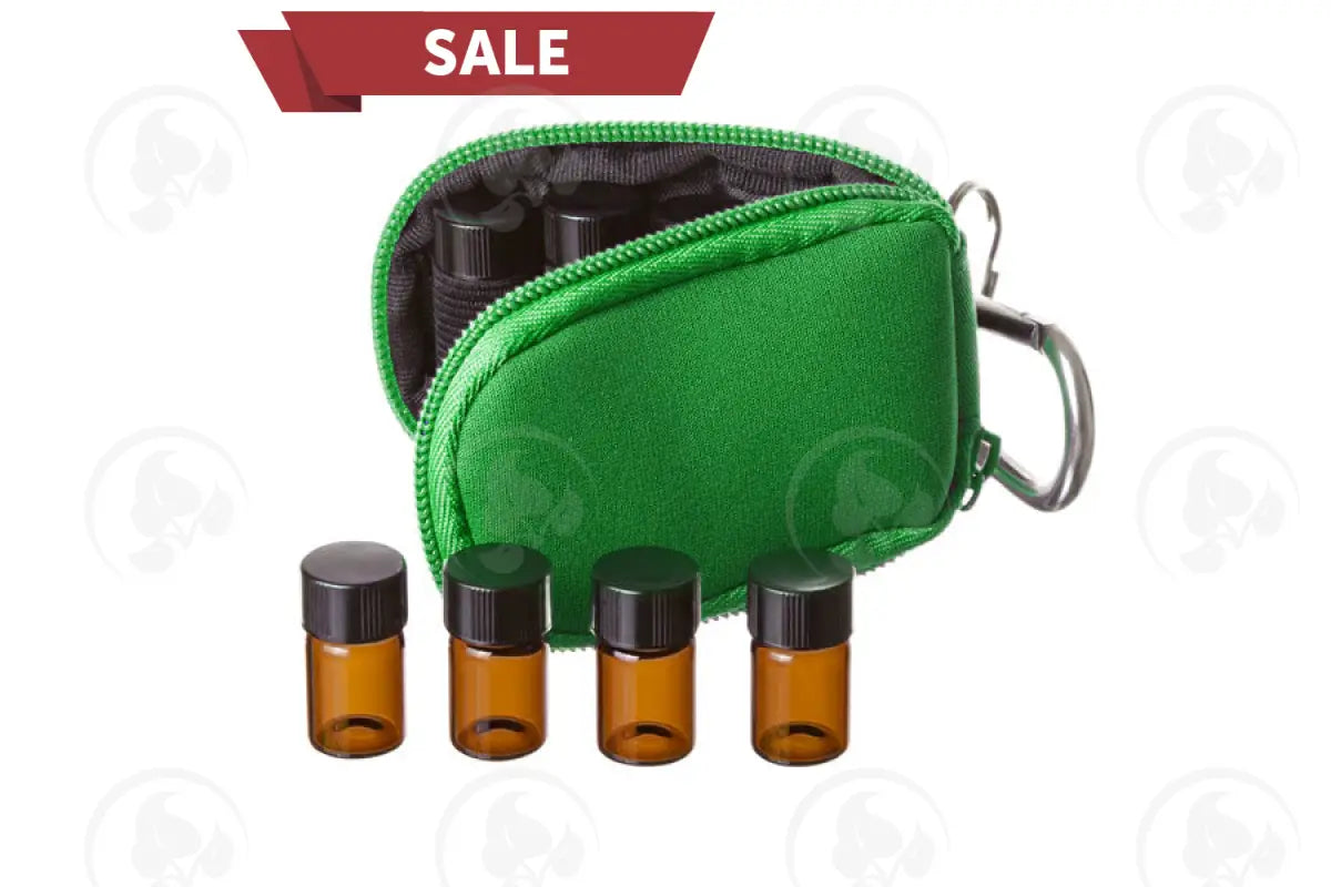 Aroma Ready Key Chain Case: Includes 8 Sample Vials (5/8 Dram) Apple Green