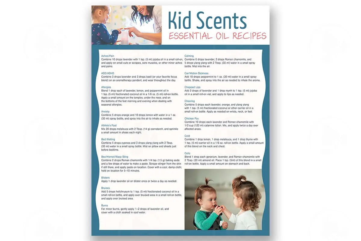 Essential Educators Kid Scents Oil Recipes Chart