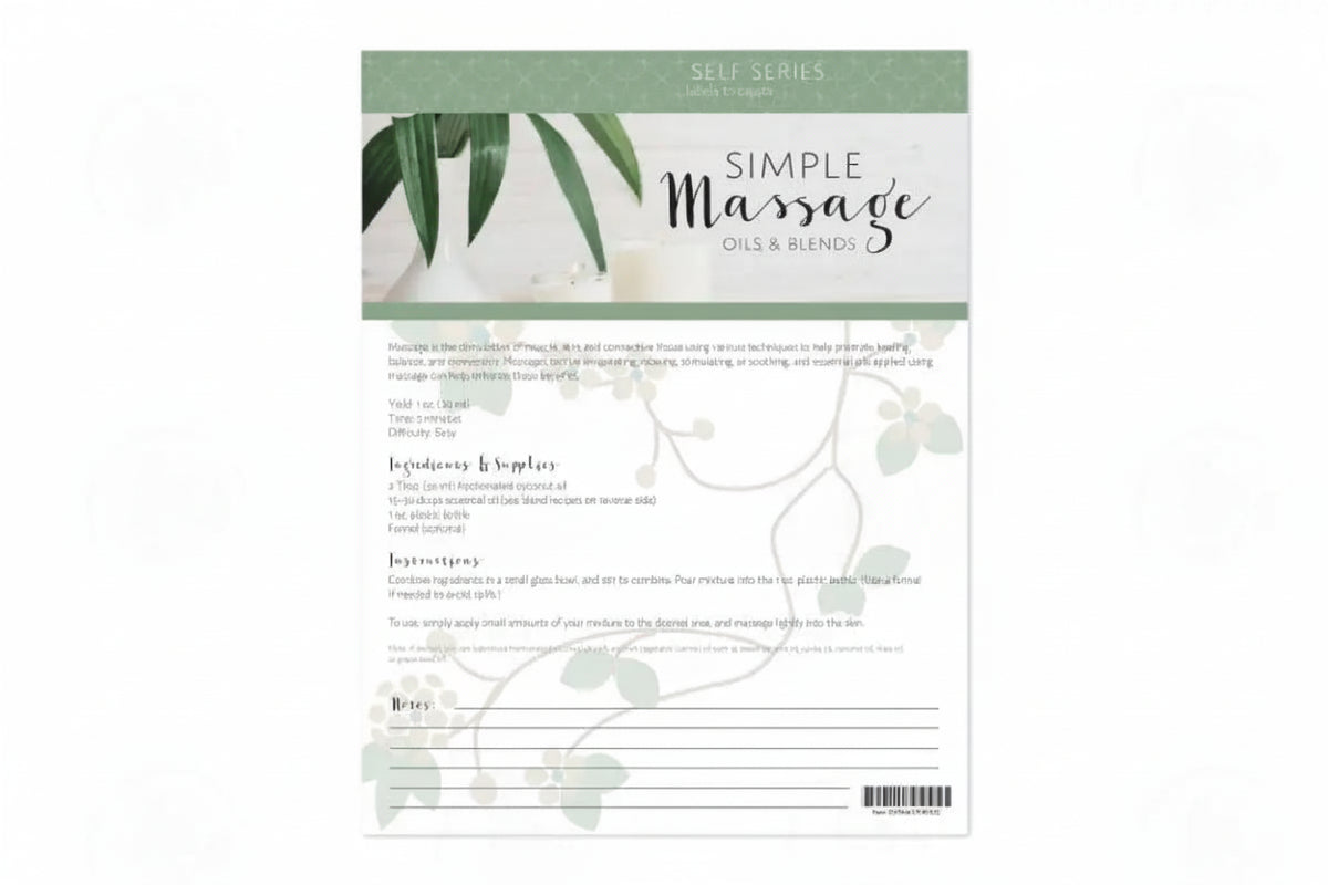 Simple Massage Oils &amp; Blends Make-It-Yourself Recipes And Label Set