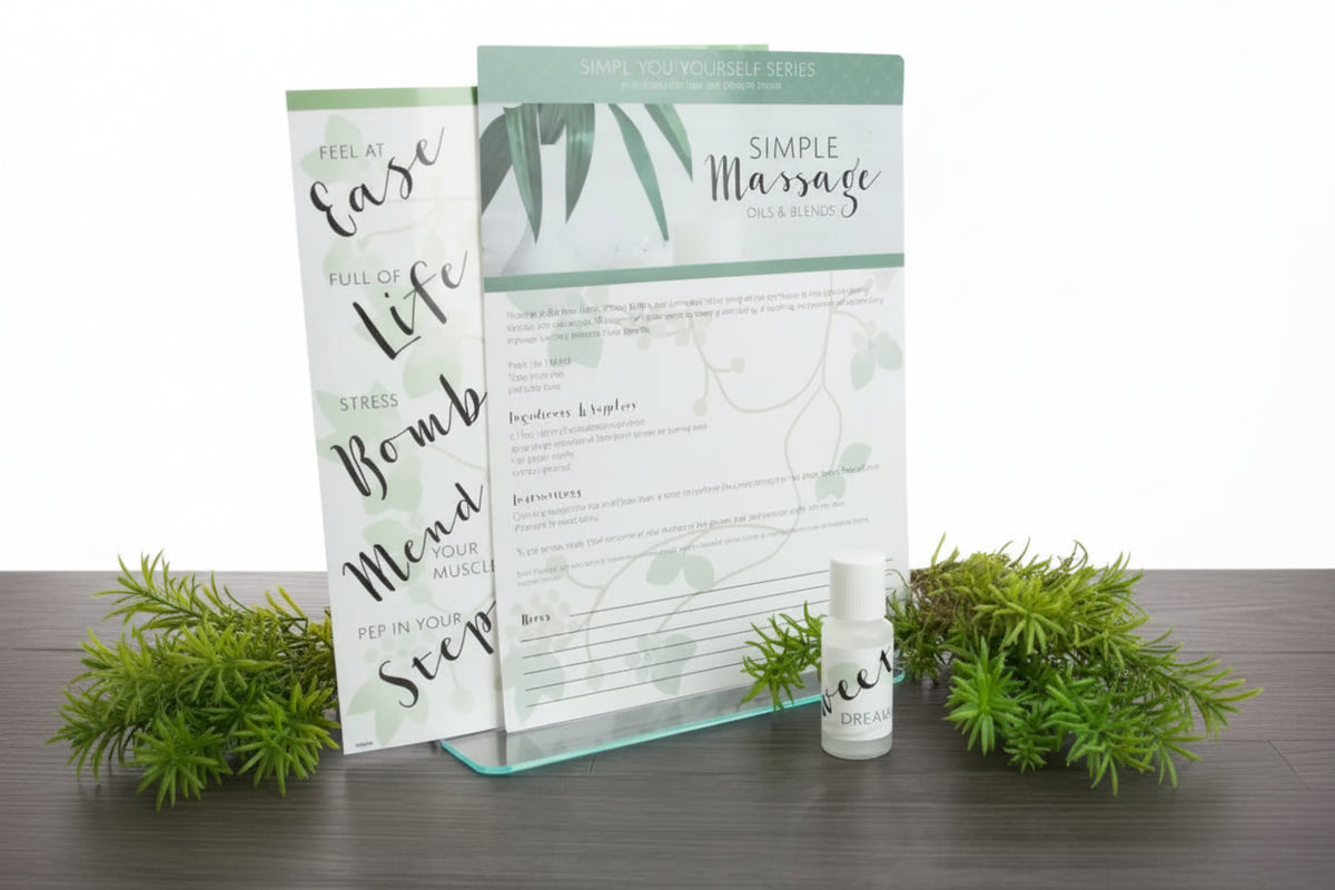 Simple Massage Oils &amp; Blends Make-It-Yourself Recipes And Label Set