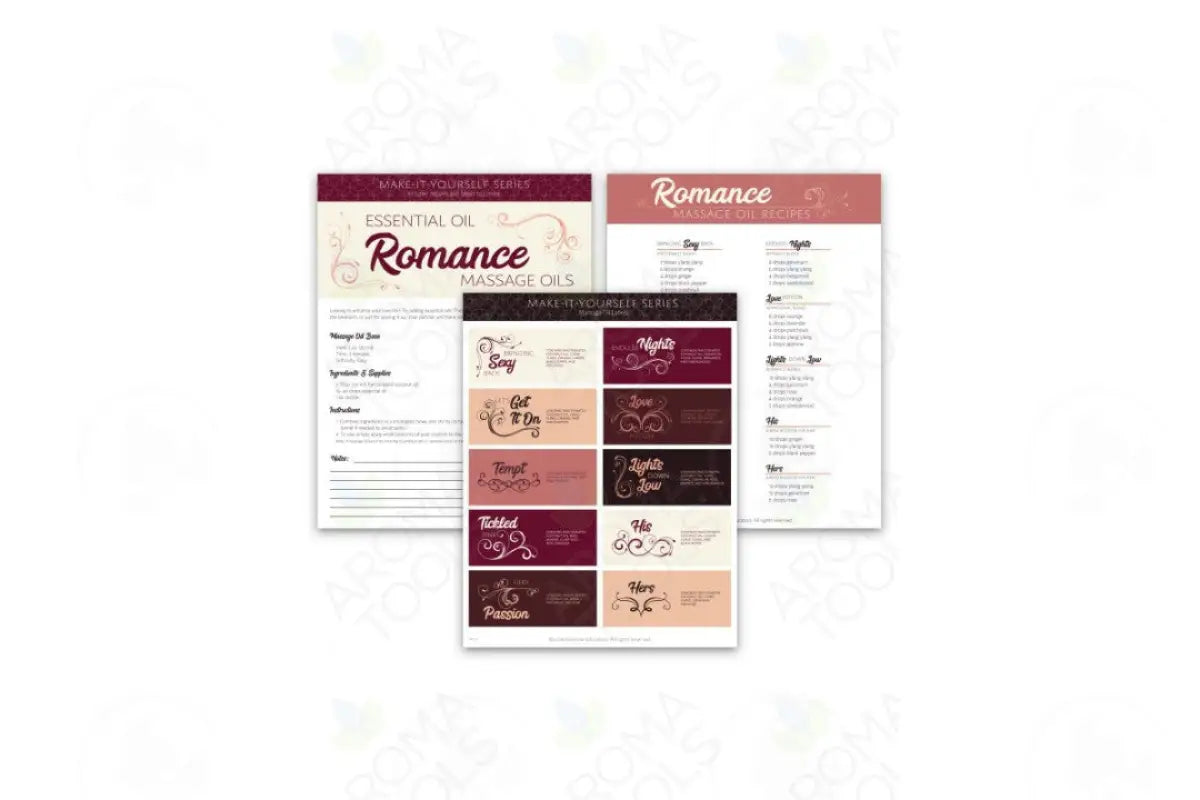 Make-It-Yourself Series: ’Romance Massage Blends’ Recipes And Label Set