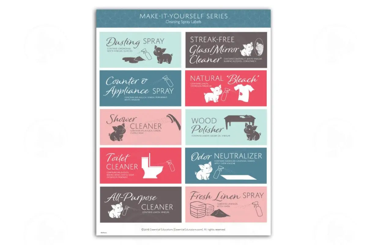 Make-It-Yourself Series: Cleaning Sprays Recipes And Label Set