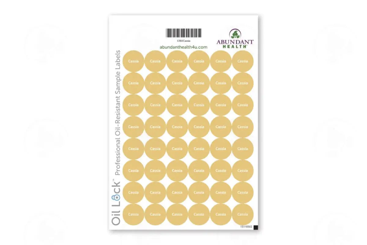 Oil Lock Preprinted Circle Labels: 1/2 For Sample Vials (48 Count)