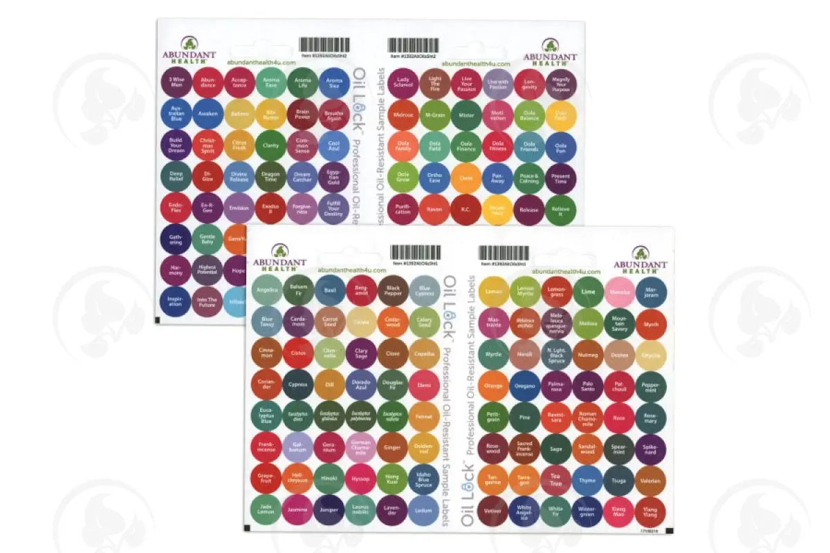 All Oils And Blends Oil Lock Preprinted Circle Labels: 1/2 For Sample Vials (192 Count)