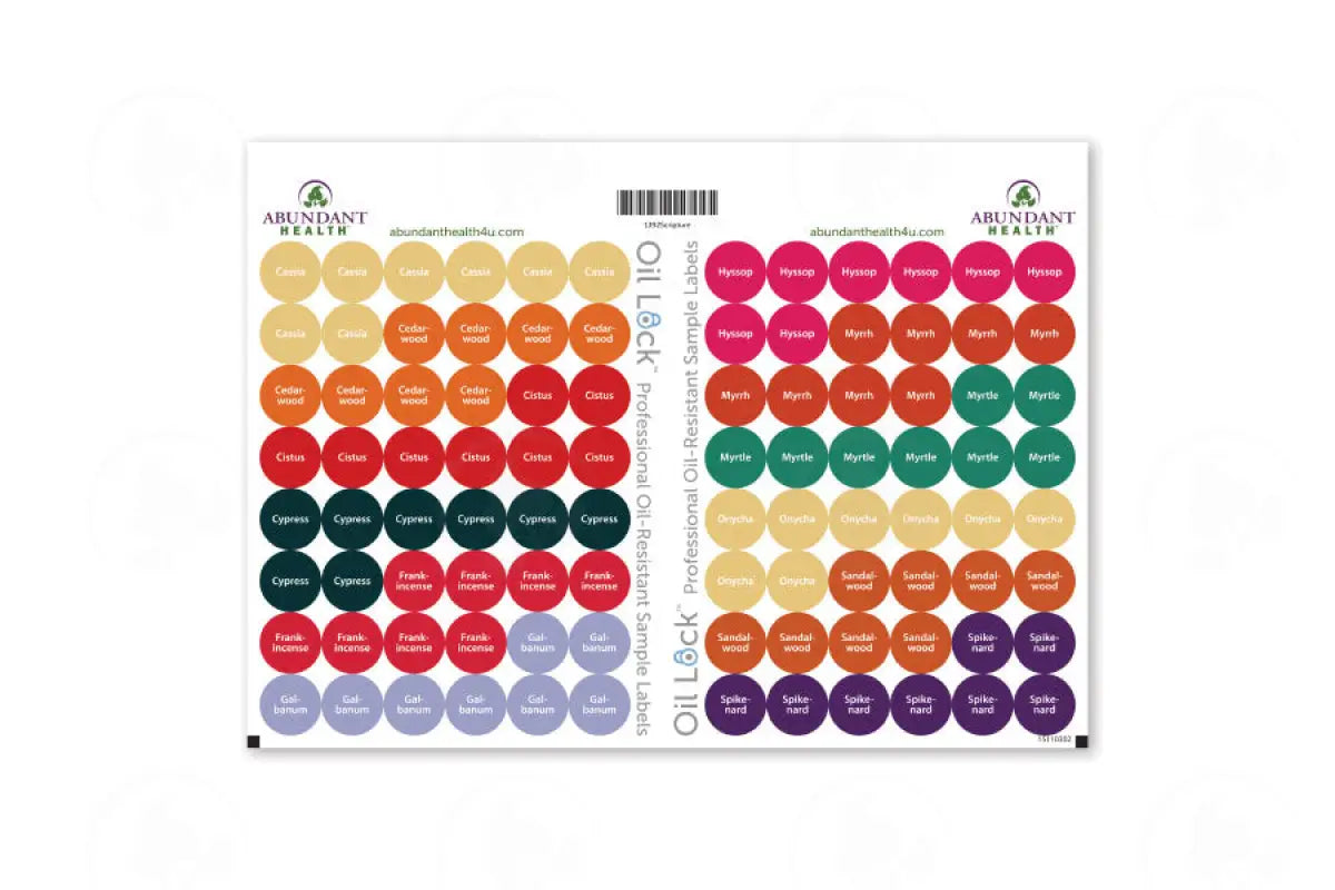 Ancient Scripture Oils And Blends Oil Lock Preprinted Circle Labels: 1/2’ For Sample Vials (96