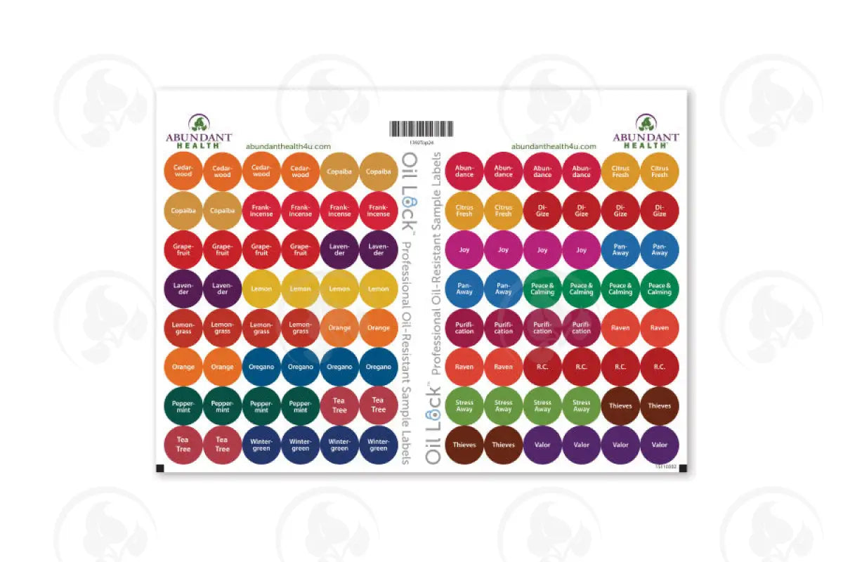 Top 24 Oils And Blends Oil Lock Preprinted Circle Labels: 1/2’ For Sample Vials (96 Count)