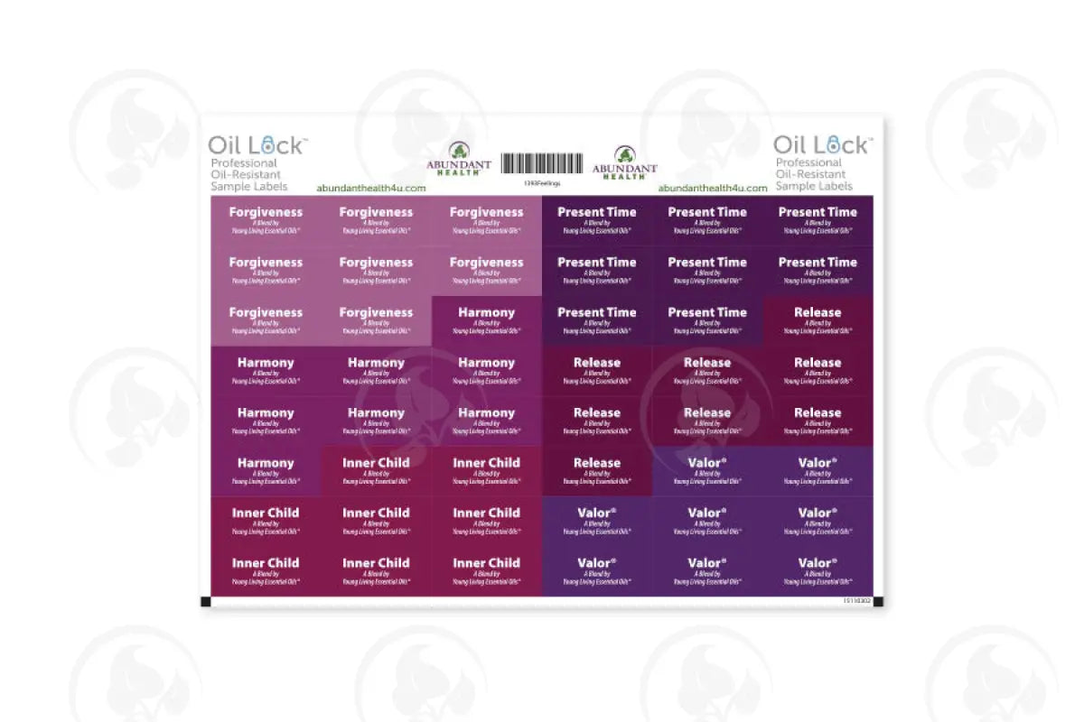 Feelings Oils And Blends Oil Lock Preprinted Rectangle Labels: 1 - 1/4’ X 1/2’ For Sample Vials