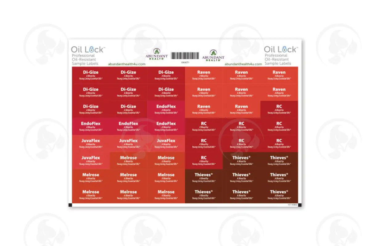 Golden Touch 1 Oils And Blends Oil Lock Preprinted Rectangle Labels: 1 - 1/4’ X 1/2’ For Sample
