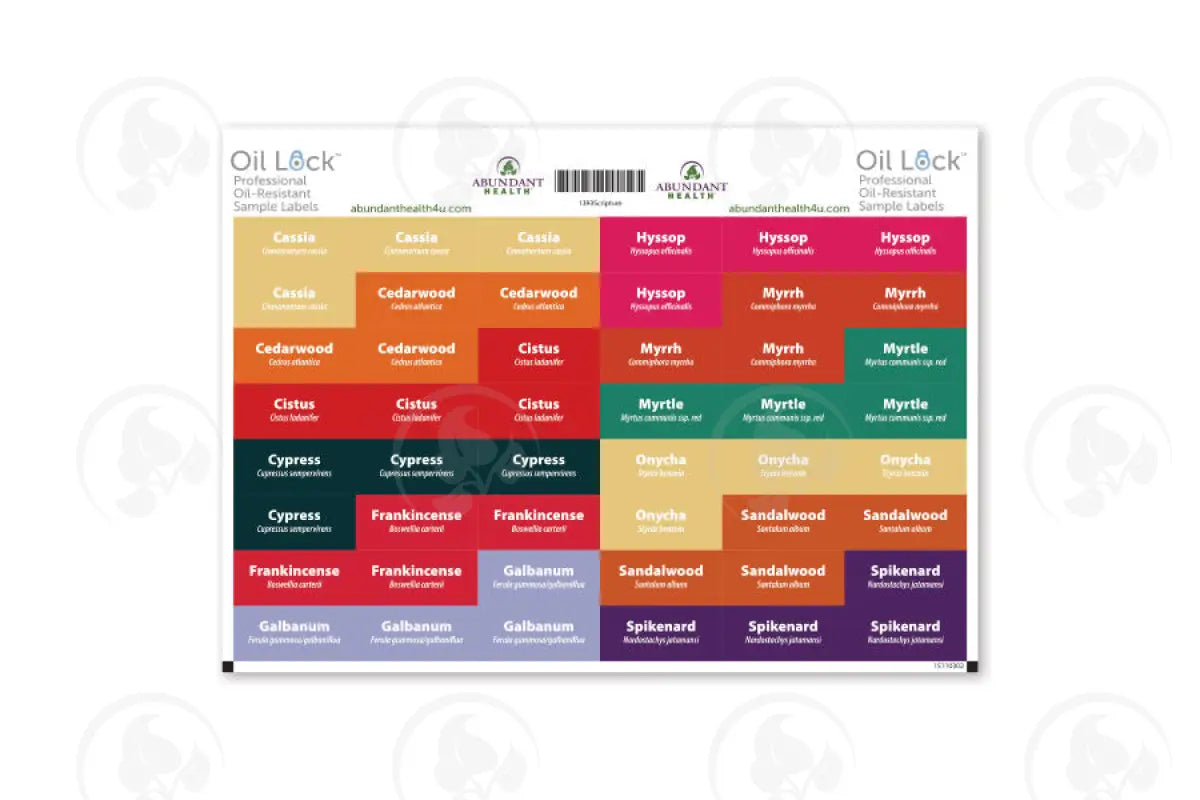 Ancient Scriptures Oils And Blends Oil Lock Preprinted Rectangle Labels: 1 - 1/4’ X 1/2’ For