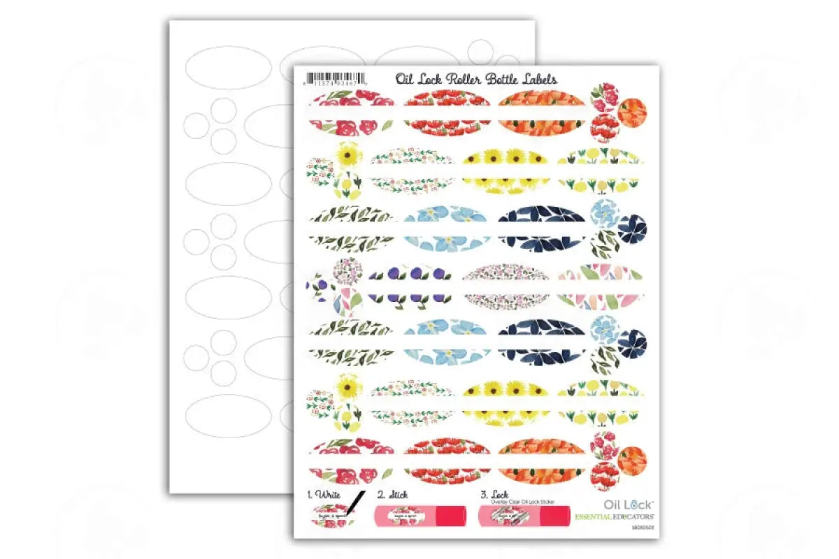 Blank Roller Bottle Blends For Everyday Use Oil Lock Labels And Sticker Tops (42 Count)