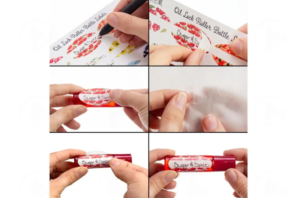 Blank Roller Bottle Blends For Everyday Use Oil Lock Labels And Sticker Tops (42 Count)