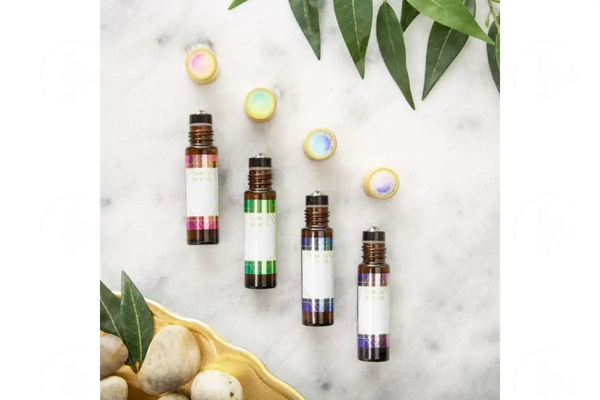 Watercolor Roll-On Bottle Oil Lock Labels And Sticker Tops For 1/3 Oz. Vials (33 Count)