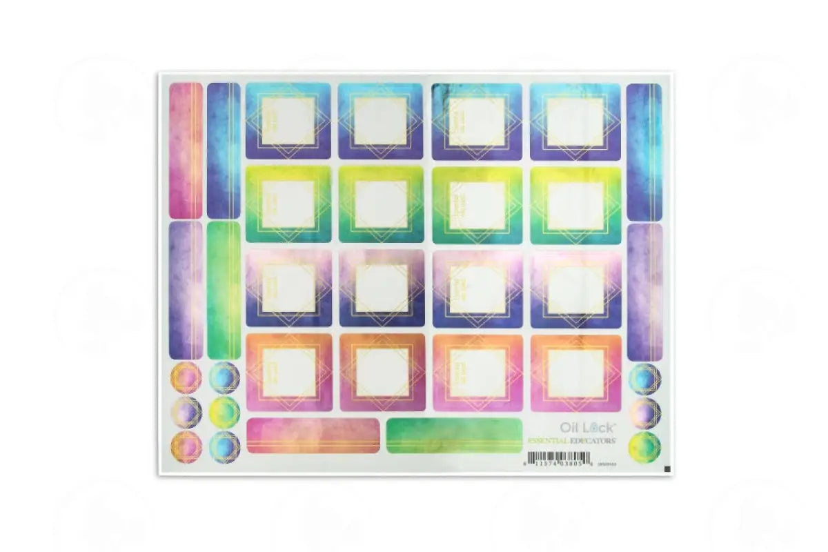 Watercolor Roll-On Bottle Oil Lock Labels And Sticker Tops For 1/3 Oz. Vials (33 Count)