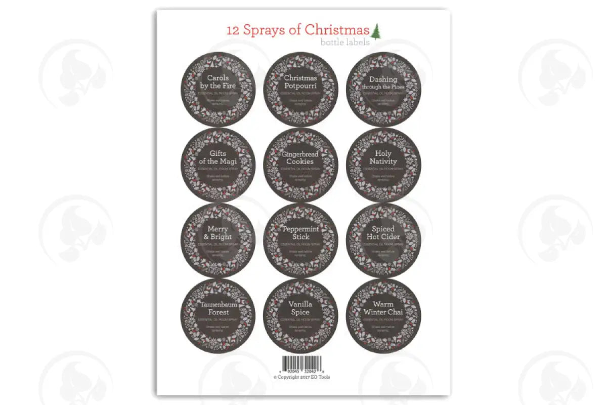 Assorted 12 Sprays Of Christmas Labels (Sheet 12)