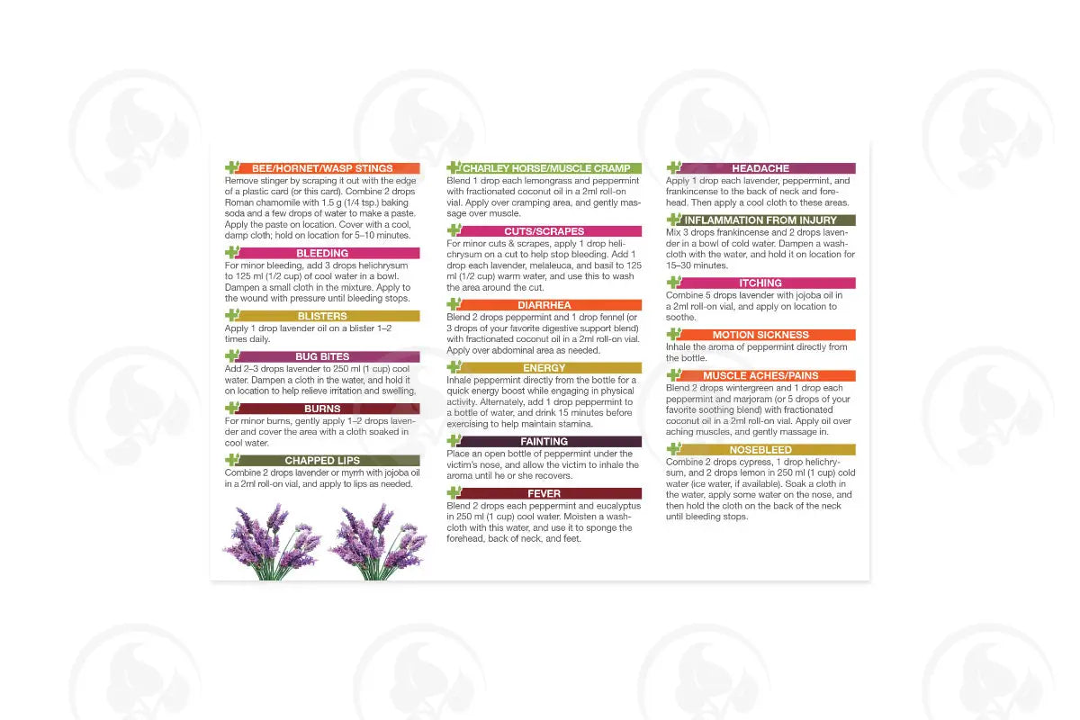 Essential Oils For First Aid Oil Reference Card (10 Count)