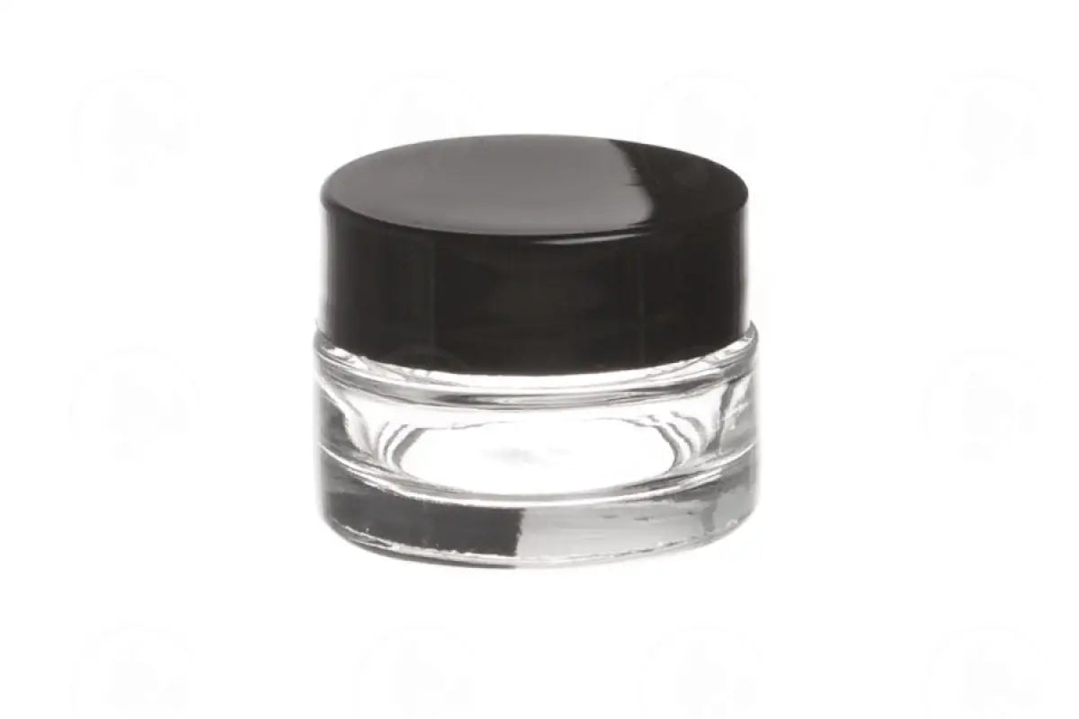 1/4 Oz. Glass Salve Jar: Clear With Black Lid