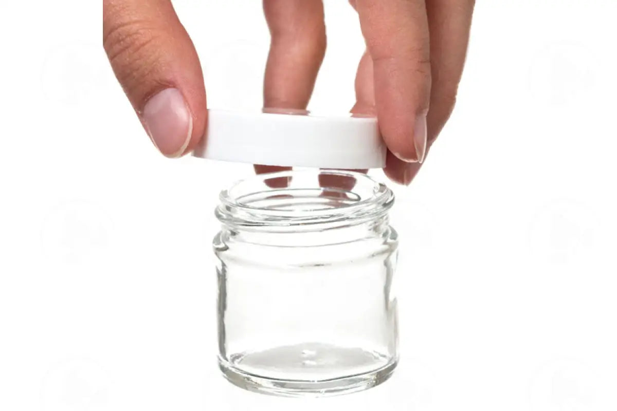 1 Oz. Glass Salve Jar: Clear With White Lid