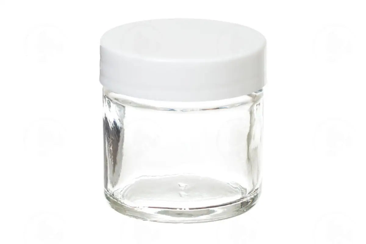 1 Oz. Glass Salve Jar: Clear With White Lid