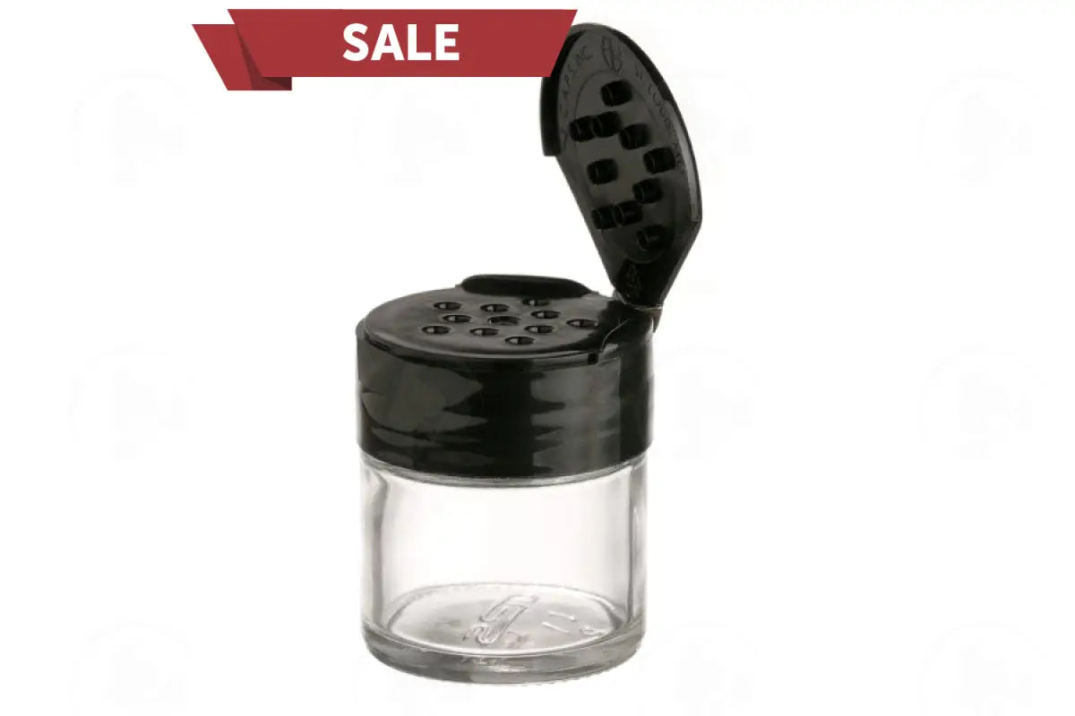 1 Oz. Glass Jar: Black Sifting Lid