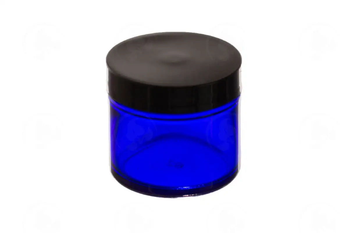 2 Oz. Glass Salve Jar: Blue With Black Lid