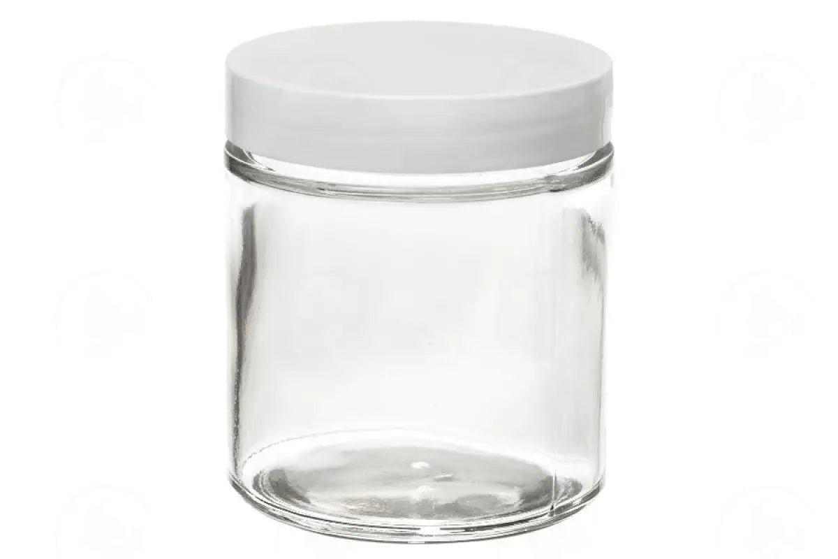 4 Oz. Glass Salve Jar: Clear With White Lid
