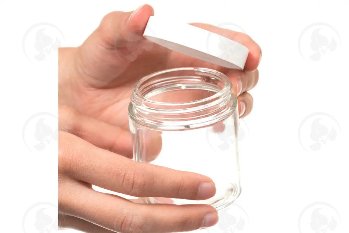 4 oz. Glass Salve Jar: Clear with White Lid - Abundant Health