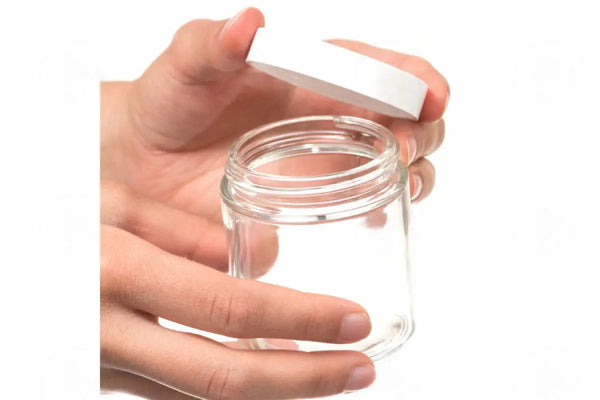 4 oz. Glass Salve Jar: Clear with White Lid - Abundant Health