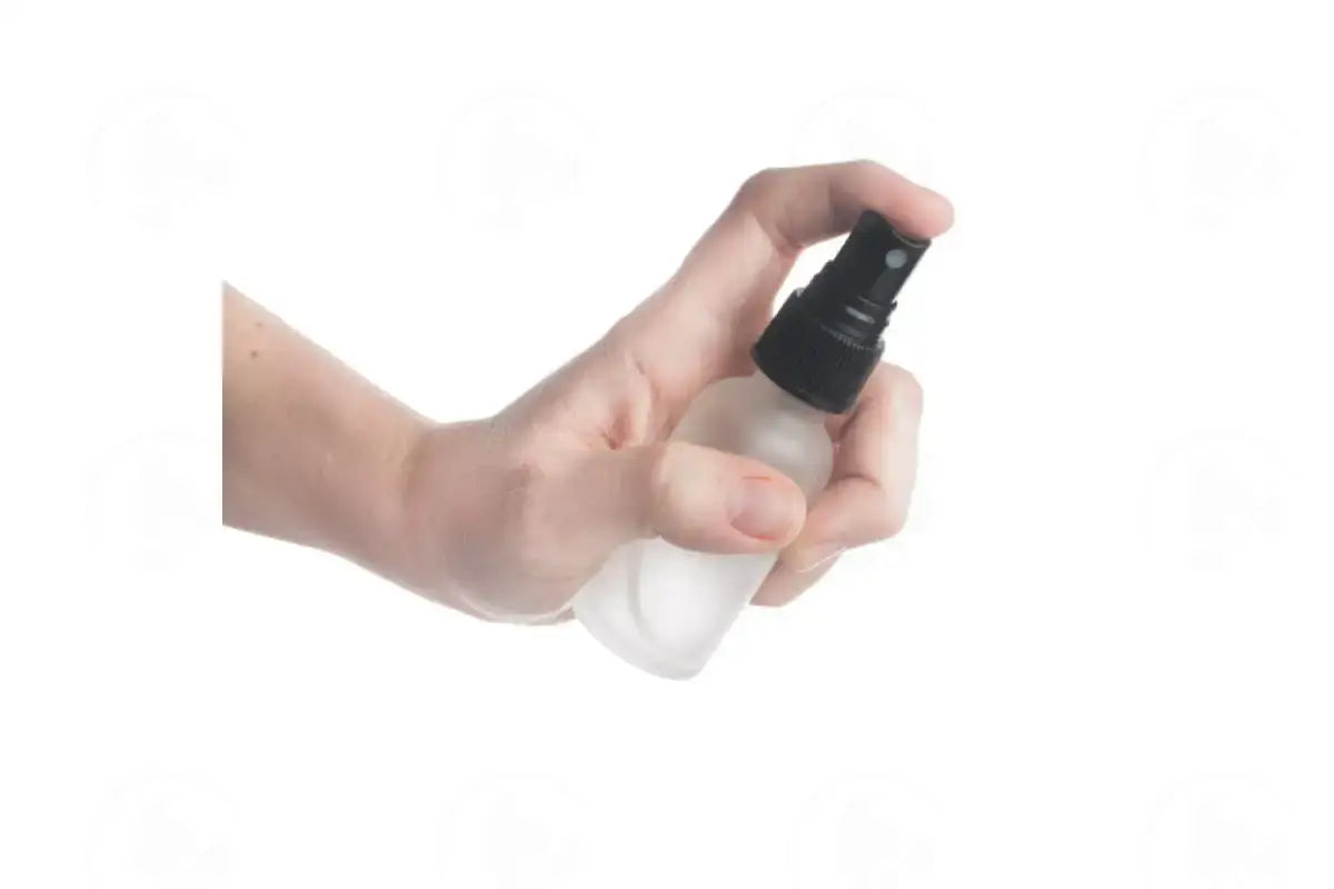 1 oz. Frosted Glass Bottles and Black Misting Sprayers (Pack of 6)