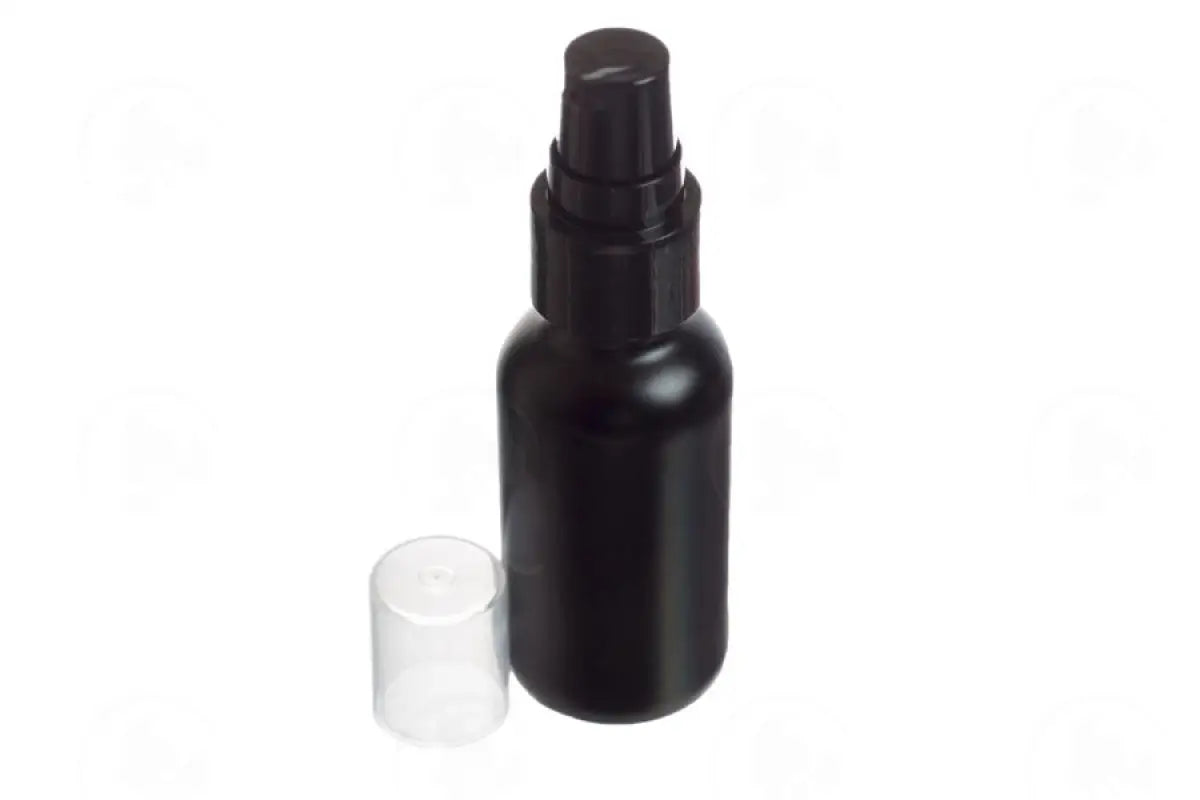 1 Oz. Bottle: Black Glass With Treatment Pump (6 Count)