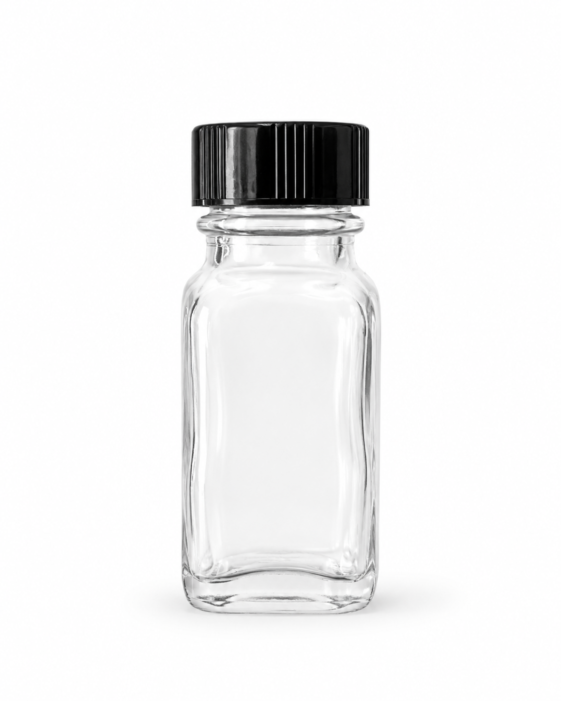 1 oz. Clear French Square Glass Bottle with Cap