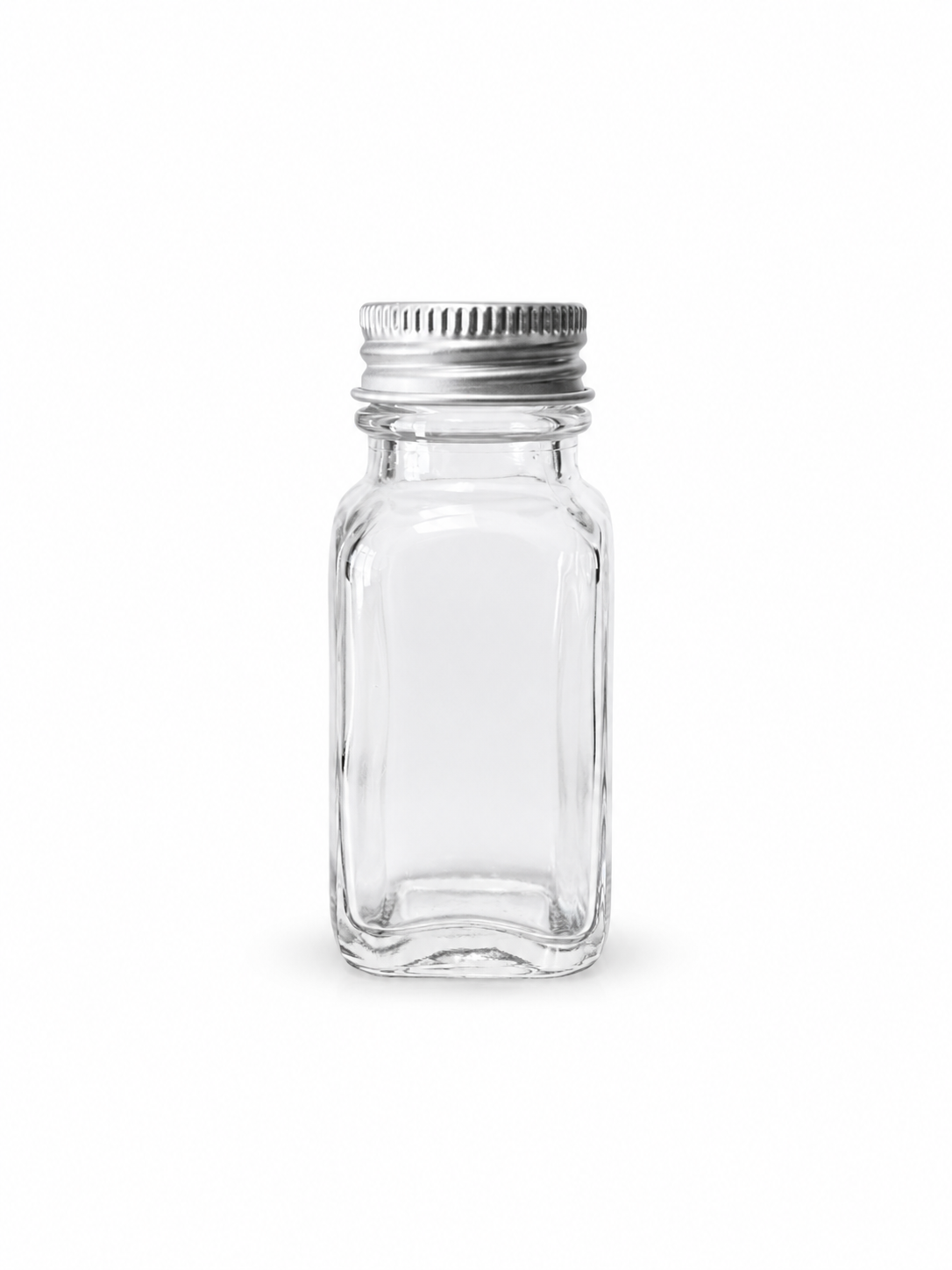 1 oz. Clear French Square Glass Bottle with Cap