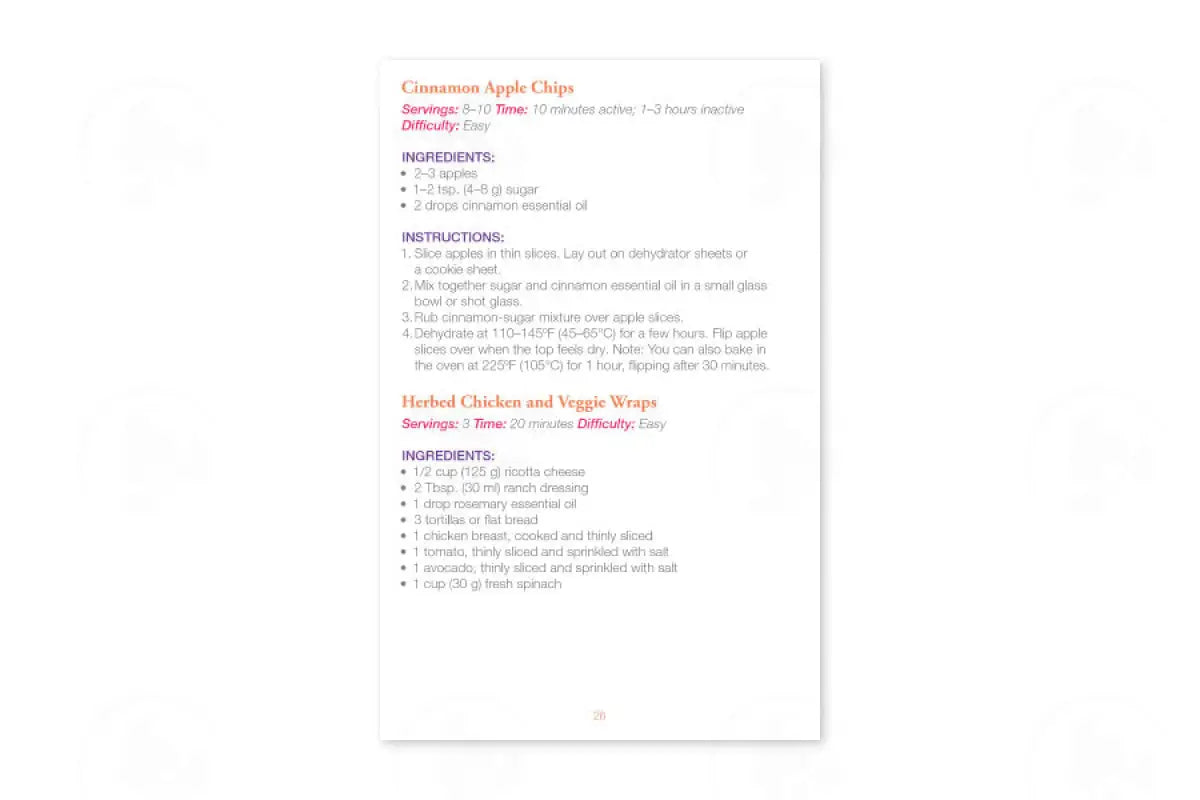 ’Essential Fitness’ Recipe Booklet with Labels