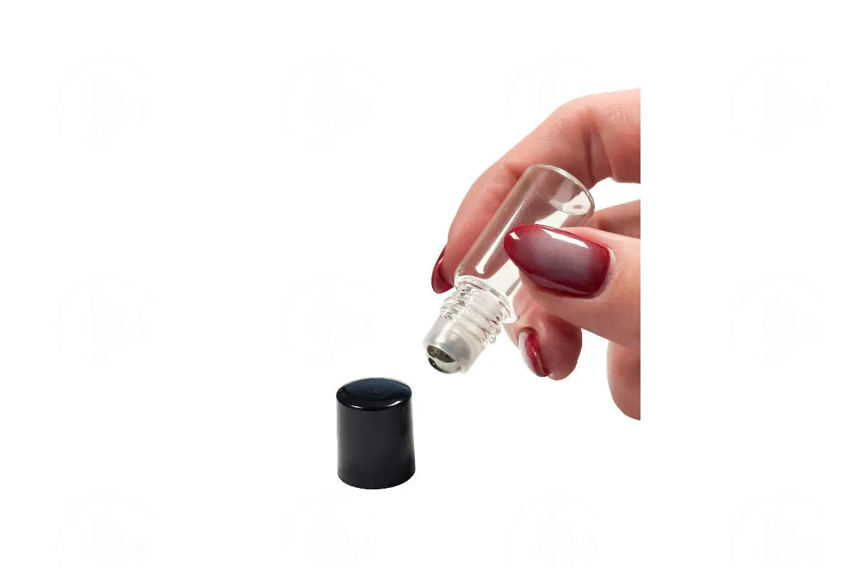 3 ml Clear Glass Vials with Metal Roll-ons and Black Caps (Pack of 6)