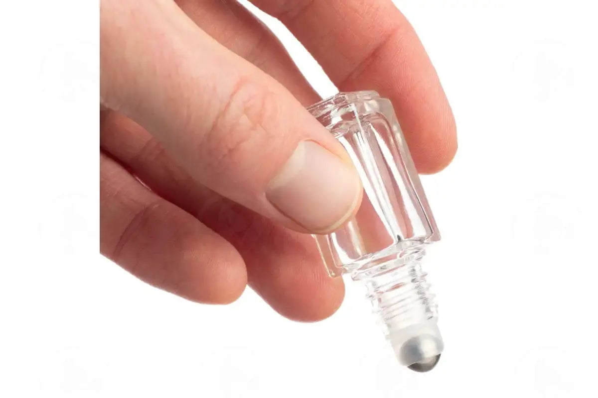 4 ml Clear Square Glass Vials with Metal Roll-ons and Matte Black Caps (Pack of 6)