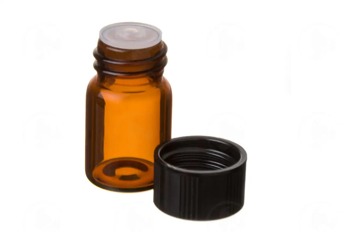 5/8 Dram Sample Vial: Amber Glass With Orifice Reducer And Black Cap (12 Count)