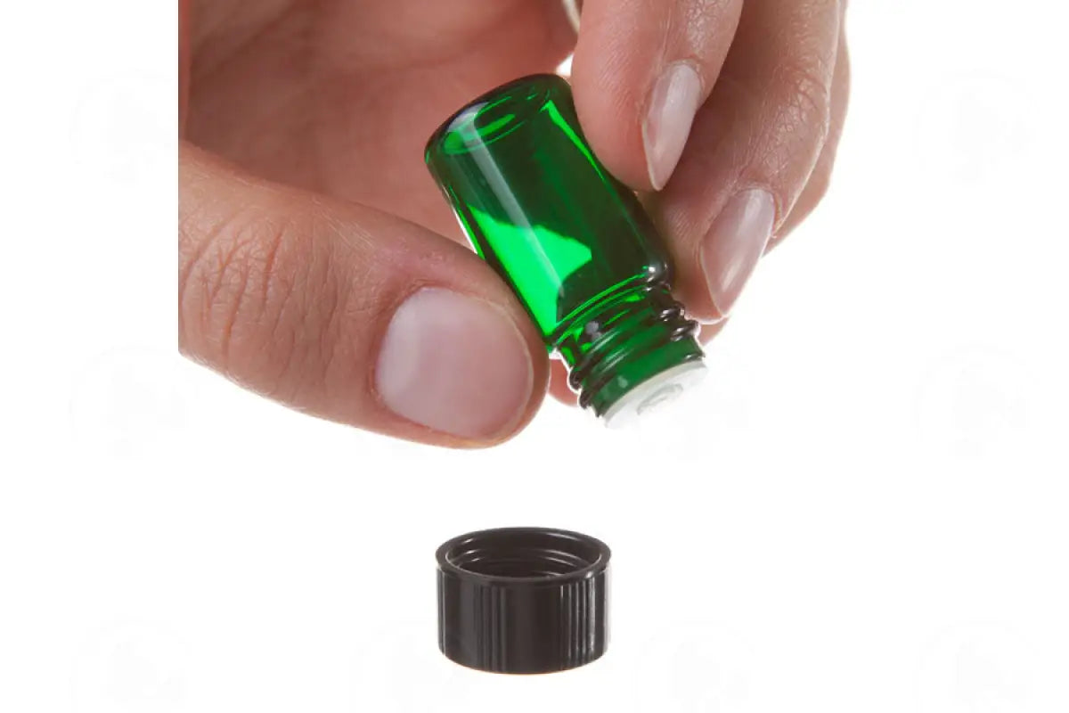 5/8 Dram Sample Vial: Green Glass With Orifice Reducer And Black Cap (12 Count)