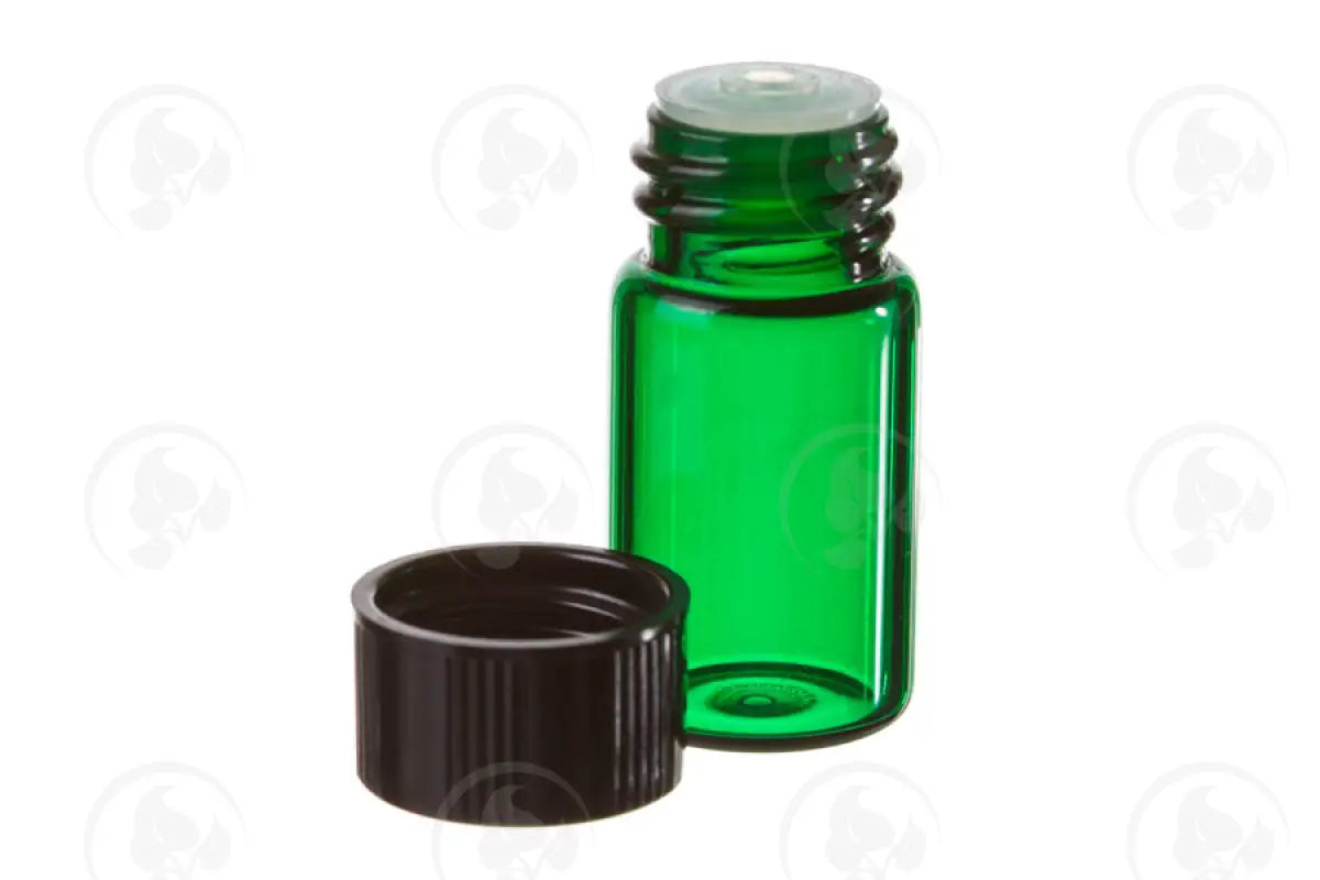 5/8 Dram Sample Vial: Green Glass With Orifice Reducer And Black Cap (12 Count)